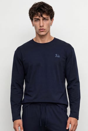 Erkek Pamuklu Uzun Kollu Pijama Üstü