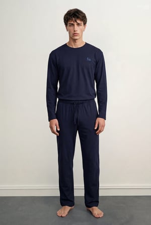 Erkek Pamuklu Uzun Kollu Pijama Üstü