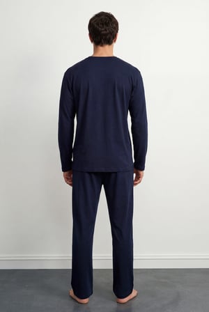 Erkek Pamuklu Uzun Kollu Pijama Üstü