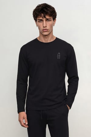 Erkek Pamuklu Uzun Kollu Pijama Üstü