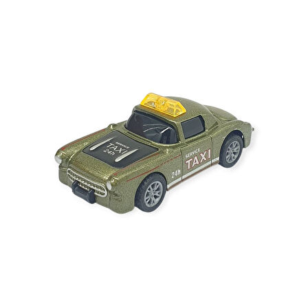 Çek Bırak Metal Küçük Arabalar 8 cm - SH40031 - Haki Taxi