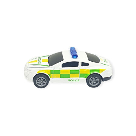 Çek Bırak Metal Küçük Arabalar 8 cm - SH40031 - Beyaz Polis Arabası