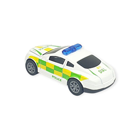 Çek Bırak Metal Küçük Arabalar 8 cm - SH40031 - Beyaz Polis Arabası