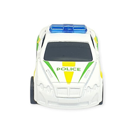 Çek Bırak Metal Küçük Arabalar 8 cm - SH40031 - Beyaz Polis Arabası