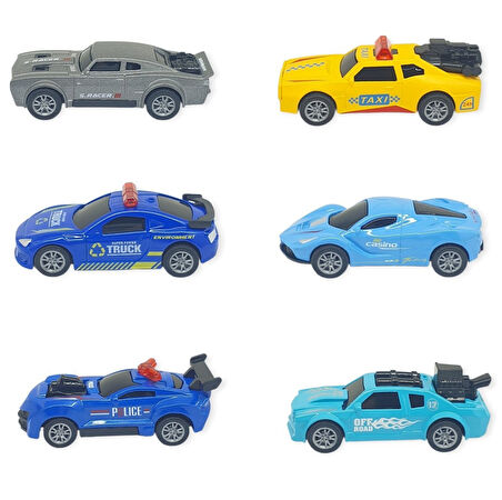 Çek Bırak Metal Küçük Arabalar 8 cm 6'lı Set