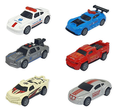 Çek Bırak Metal Küçük Arabalar 8 cm 6'lı Set