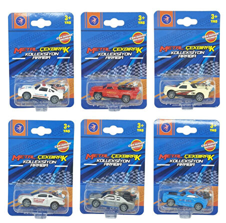 Çek Bırak Metal Küçük Arabalar 8 cm 6'lı Set