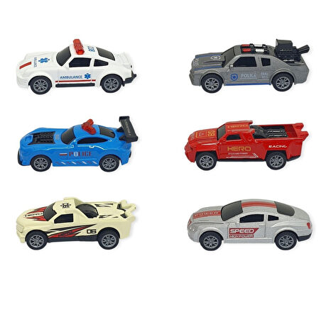 Çek Bırak Metal Küçük Arabalar 8 cm 6'lı Set