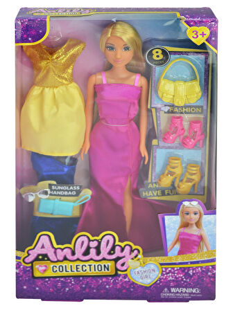 Anlily Bebek Değiştirilebilir Elbise ve Ayakkabı Set Pembe