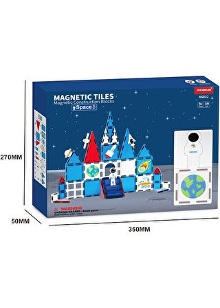 Manyetilk Tiles Uzay Seti 39 Parça Manyetik Yapı Magnetic Bloklar