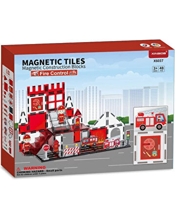 Manyetik Tiles Yangın Kontrol 48 Adet Manyetik Yapı Magnetic Bloklar