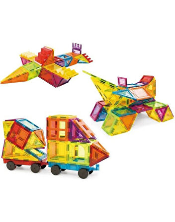 Manyetik Tiles Renkli 85 Parça Manyetik Yapı Magnetic Bloklar