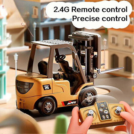 Şarjlı Mini METAL Forklift (Uzaktan Kumandalı) - Kumandadan Hareketli, Gerçekçi İnşaat Deneyimi!