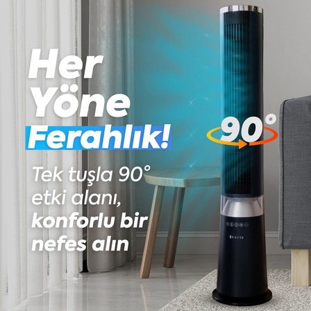 DİJİTSU VN60 40W Kule Tipi Vantilatör Uzaktan Kumandalı 5 Hız Kademeli Sessiz Bebek Uyku Modlu Sağa Sola Salınımlı