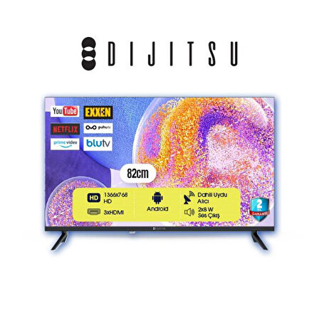 Dijitsu 32 DS 10000 AOSP 32” HD 80 Ekran Android Tv