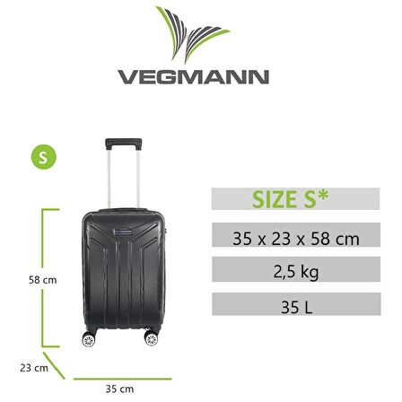 Vegmann Vela Siyah Kabin Boy Valiz