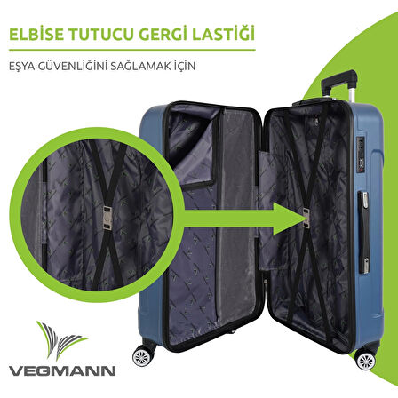 Vegmann Vela Mavi 2'li Valiz Seti Orta Boy ,Kabin Boy