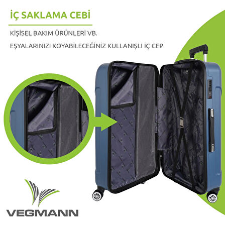 Vegmann Vela Mavi 2'li Valiz Seti Orta Boy ,Kabin Boy