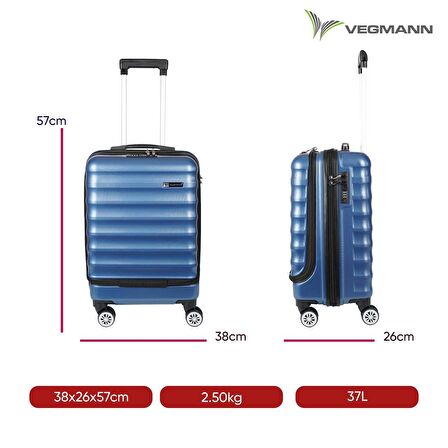 Vegmann Wave Laptop Bölmeli Mavi Kabin Boy Valiz
