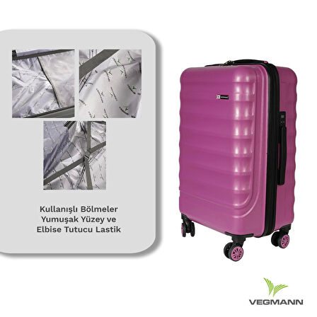 Vegmann Tartılı Scadel Violet 3 lü Valiz Seti