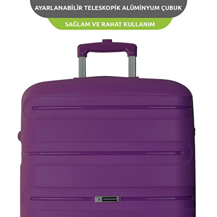 Vegmann Polipropilen (PP) Atlas Violet Kabin Boy Valiz