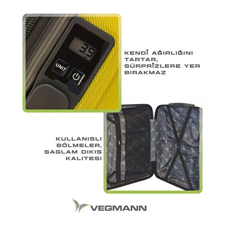 Vegmann Tartılı Scavel Sarı Büyük Boy Valiz