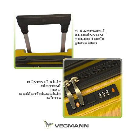 Vegmann Tartılı Scavel Sarı Orta Boy Valiz
