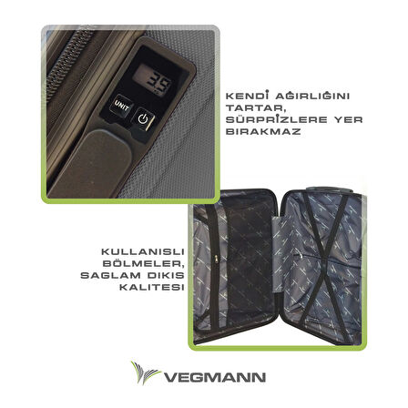 Vegmann Tartılı Scavel Antrasit Büyük Boy Valiz