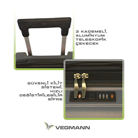 Vegmann Tartılı Scavel Antrasit Büyük Boy Valiz