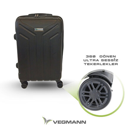 Vegmann Tartılı Scavel Siyah Orta Boy Valiz