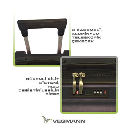 Vegmann Tartılı Scavel Siyah Orta Boy Valiz