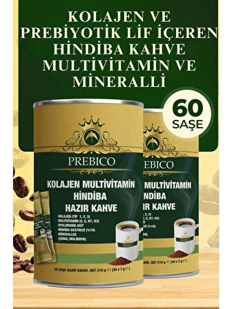 Prebico Prebiyotik Kolajenli Detoks Zayıflama Hindiba Kahvesi 60 Adet (Tübitak Marmara Teknokentte Geliştirildi)