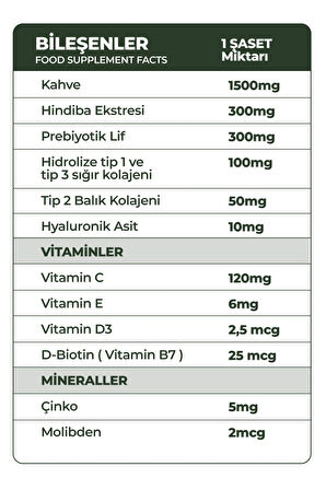 Prebico Prebiyotik Kolajenli Detoks Zayıflama Hindiba Kahvesi 60 Adet (Tübitak Marmara Teknokentte Geliştirildi)