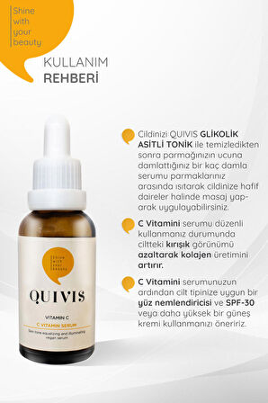 Cilt Tonu Eşitleyici ve Gözenek Sıkılaştırıcı,C Vitamini Serum 30 ML