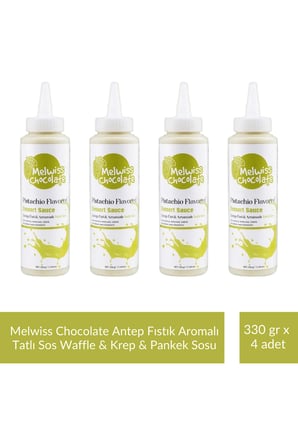 Melwiss Chocolate Antep Fıstık Aromalı Tatlı Sos 330 g - Waffle & Krep & Pankek Sosu x 4 Adet