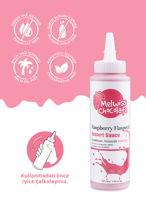 Melwiss Chocolate Frambuaz Aromalı Tatlı Sos 330 G - Waffle & Krep & Pankek Sosu x 4 Adet