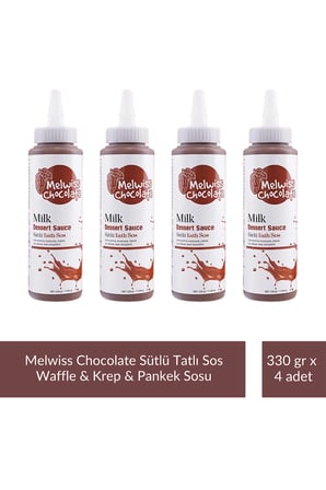 Melwiss Chocolate Sütlü Tatlı Sos 330 gr- Waffle & Krep & Pankek Sosu x 4 Adet