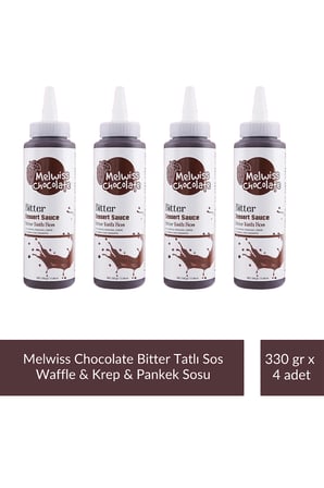 Melwiss Chocolate Bitter Tatlı Sos 330 g - Waffle & Krep & Pankek Sosu x 4 Adet