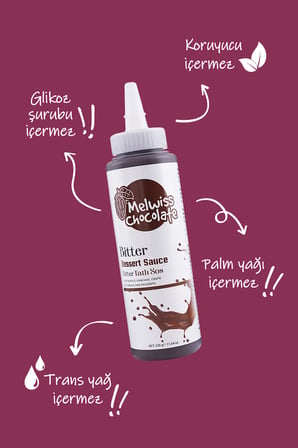 Melwiss Chocolate Bitter Tatlı Sos 330 g - Waffle & Krep & Pankek Sosu x 4 Adet