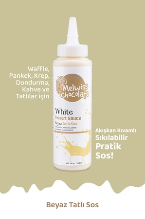 Melwiss Chocolate Beyaz Tatlı Sos 330gr - Waffle & Krep & Pankek Sosu x 4 Adet