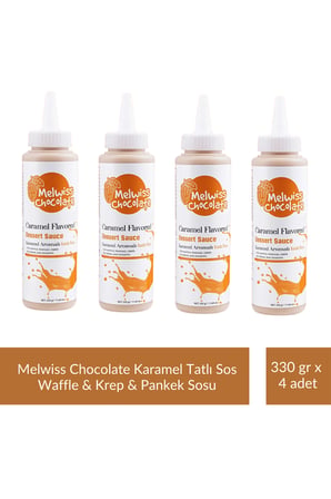 Melwiss Chocolate Karamel Aromalı Tatlı Sos 330 gr - Waffle & Krep & Pankek Sosu x 4 Adet