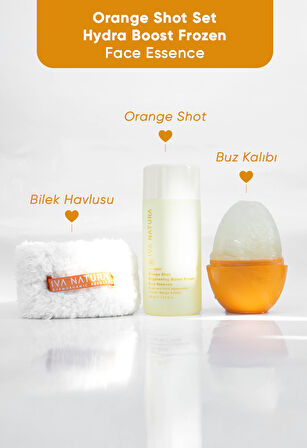 Iva Natura Orange Face Shot - Frozen Face Essence 3'lü Set (ESSENCE+BİLEKLİK HAVLU+BUZ KALIBI)