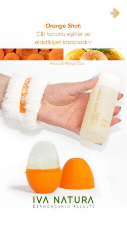 Iva Natura Orange Face Shot - Frozen Face Essence 3'lü Set (ESSENCE+BİLEKLİK HAVLU+BUZ KALIBI)
