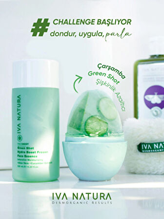Iva Natura Green Face Shot - Frozen Face Essence 3'lü Set (ESSENCE+ BİLEKLİK HAVLU+BUZ KALIBI)