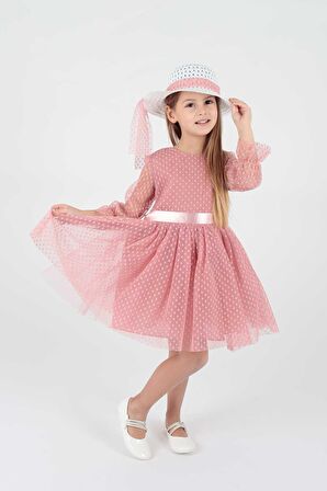 AHENGİM KIZ ÇOCUK ELBİSE KIZ ŞAPKALI ELBİSE KIZ ELBİSE TÜL ELBİSE AK2228