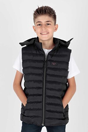 Erkek Çocuk Moda Trendi Kapüşonlu Şişme Yelek Ak215051