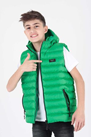 Erkek Çocuk Moda Trendi Kapüşonlu Şişme Yelek Ak215051