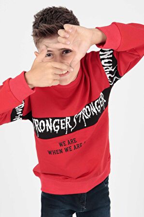 Erkek Çocuk Strong Baskılı Trend Sweatshirt Ak15106