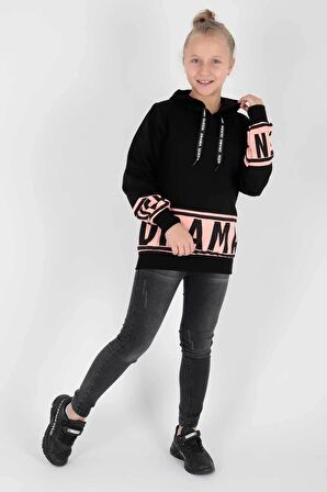 Kids Kız Drama Baskılı Sweat Uzun Kollu Kapşonlu Sweatshirt Pamuklu Ak13433