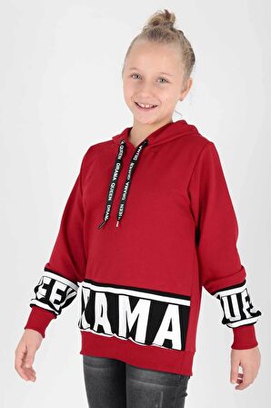 Kids Kız Drama Baskılı Sweat Uzun Kollu Kapşonlu Sweatshirt Pamuklu Ak13433